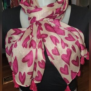 New NWOT Lane Bryant Heart Scarf With Tassels 80"/20"